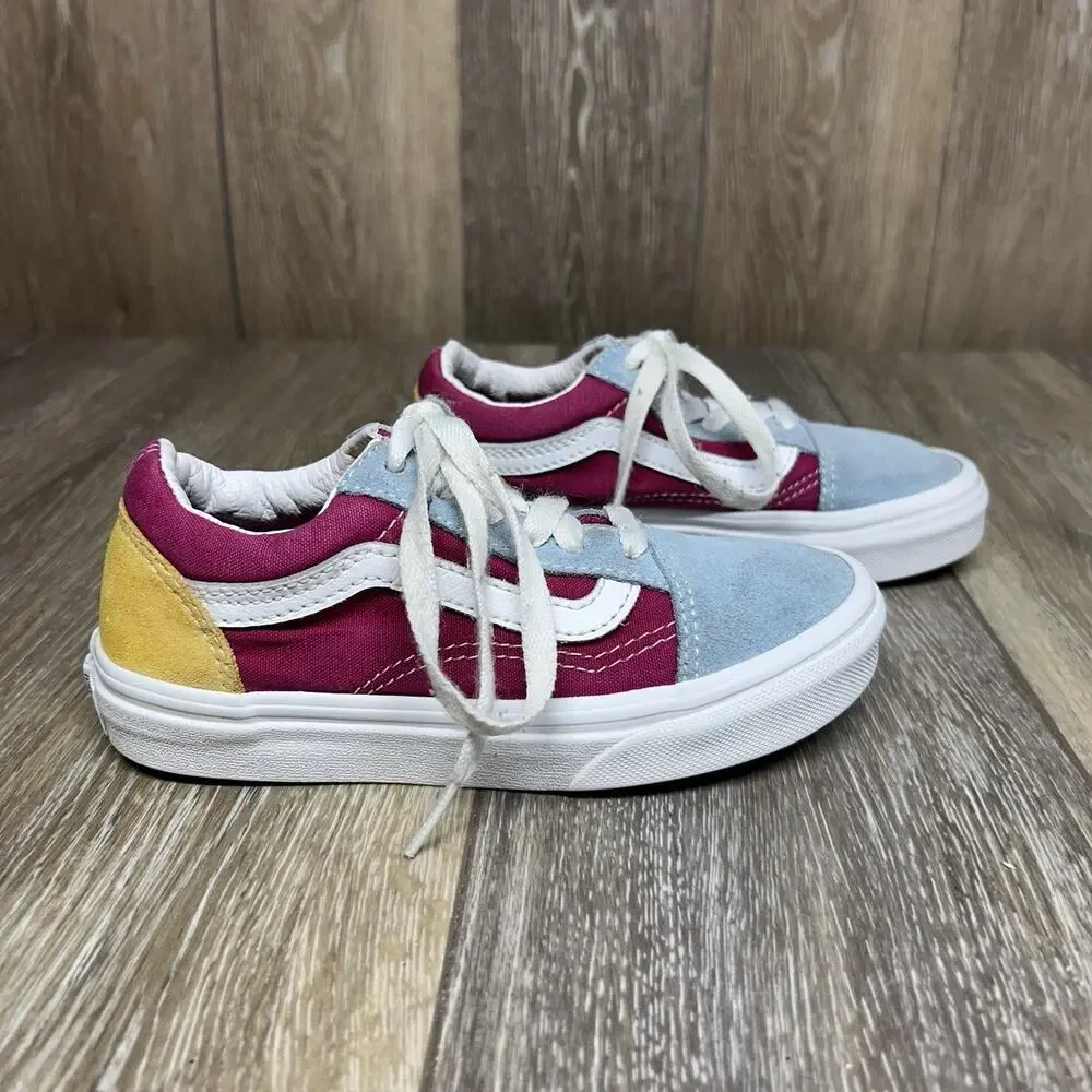 Vans Authentic Kids Youth Size 13 Blue Pink Yellow Low Top Skater Sneaker Shoes